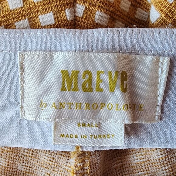 Anthropologie Maeve Womens Small Pants Mollie Gingham Checker Yellow Ankle Flare - Picture 5 of 9